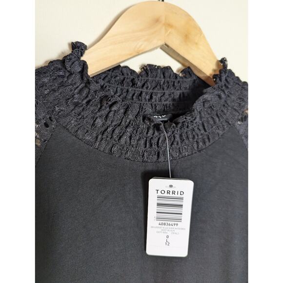 NWT Torrid Black Super Soft Lace Sleeve Skater Dress - Picture 5 of 9